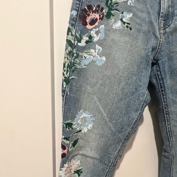 7 For All Mankind The Ankle Skinny Jeans Size 27 Floral Painted Denim - Picture 4 of 8